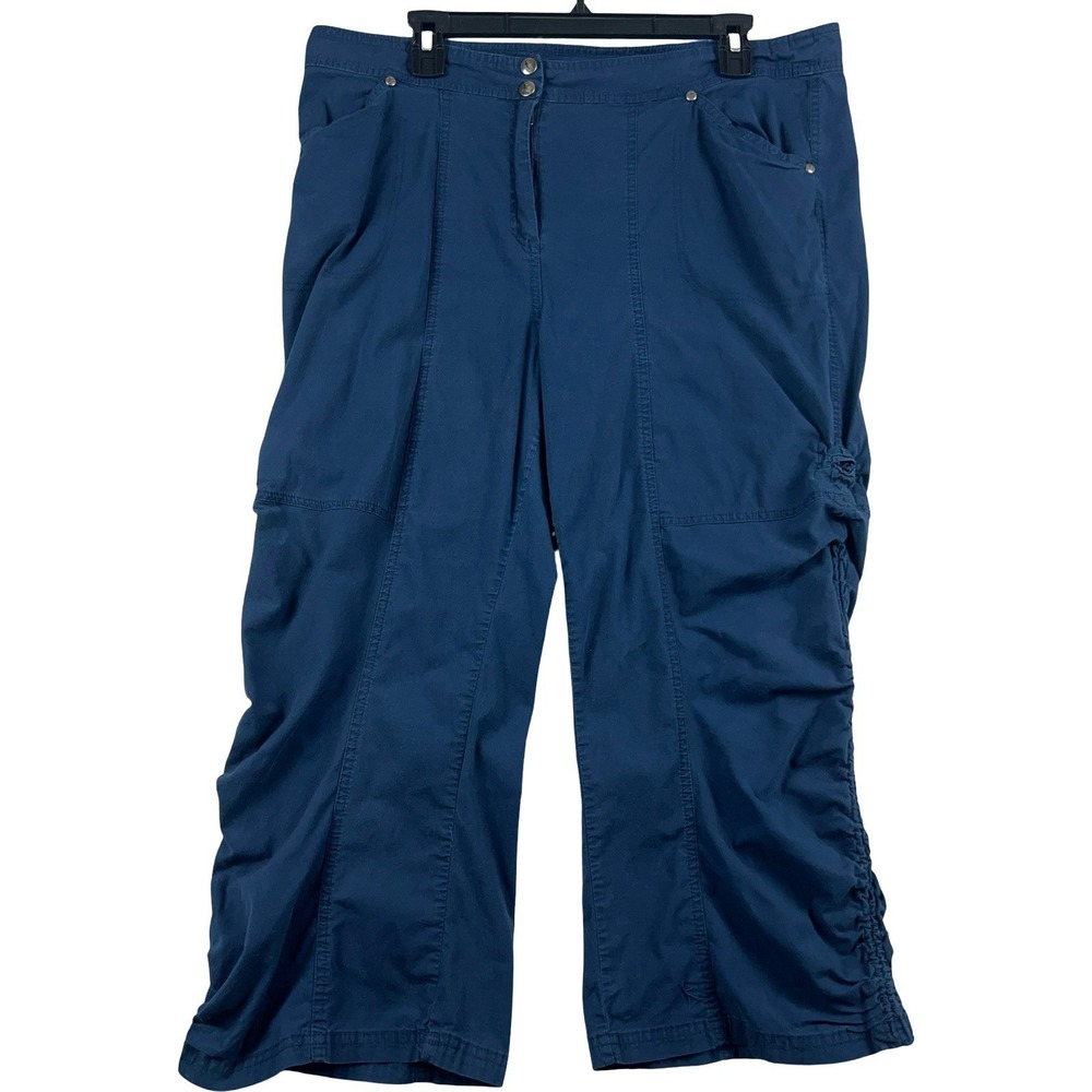Danskin‎ Capri Pants Womens 16 Blue Ruched Cargo Cropped Hiking Outdoor